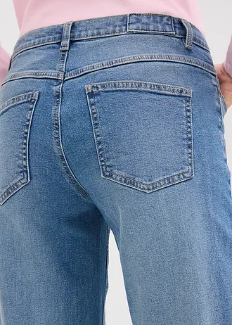 Dżinsy z szerokimi nogawkami o średnim stanie, pełna długość • niebieski denim • sklep bonprix