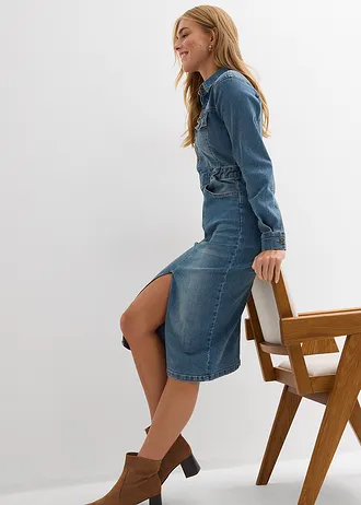 Robe en jean • bleu moyen denim used • Boutique bonprix