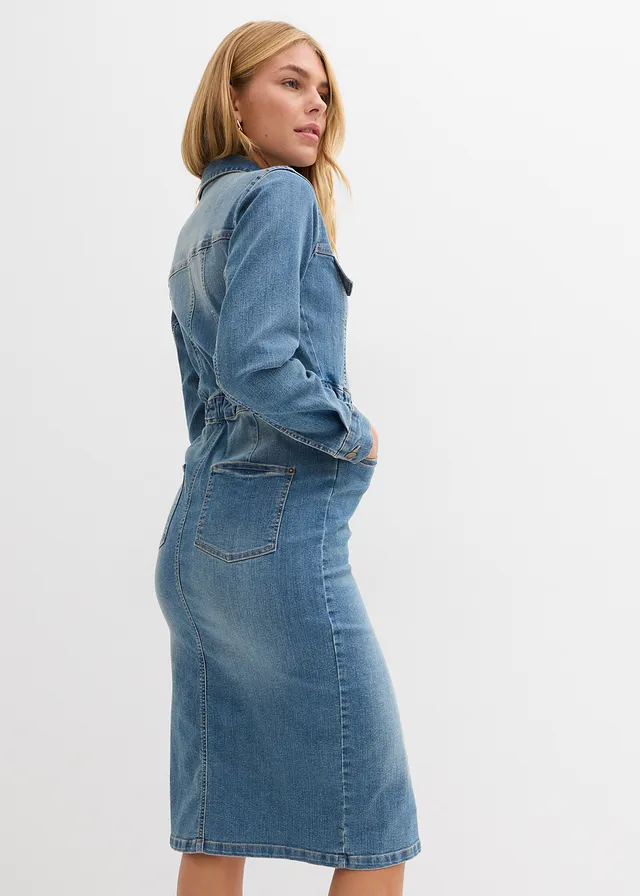 Spijkerjurk met biologisch katoen, Kleur: middelblauw denim used
