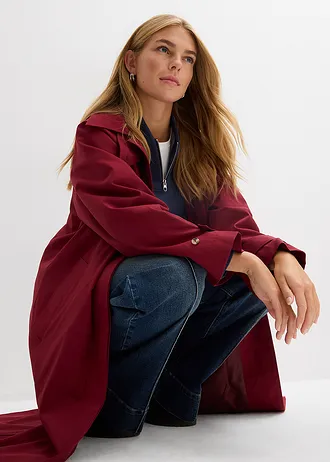 Trenchcoat met kleppen • robijnrood • bonprix online shop