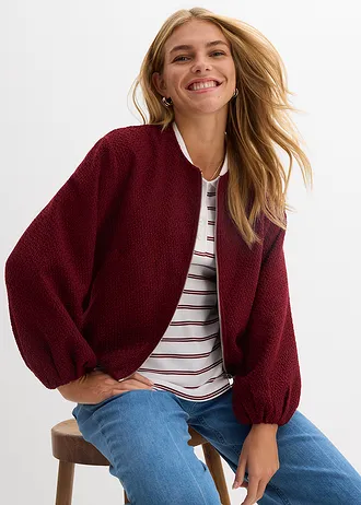 Bluzon din fir bouclé moale • roșu rubiniu • magazin bonprix