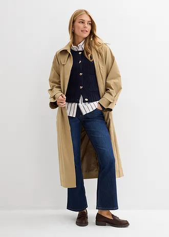 Gilet en grosse maille avec boutons martelés, Couleur: bleu foncé