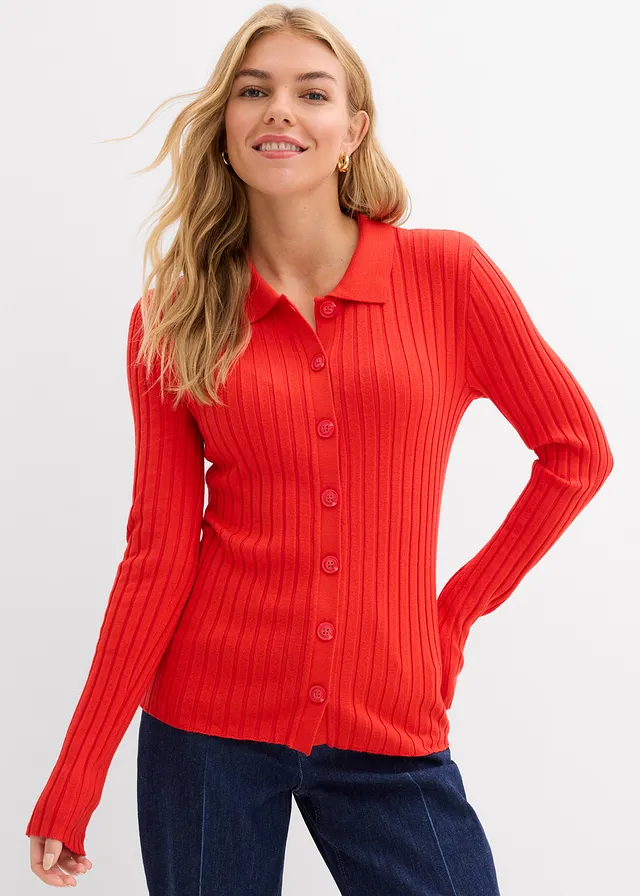 Gilet fluide en maille côtelée • fraise • product-page.page-title-suffix