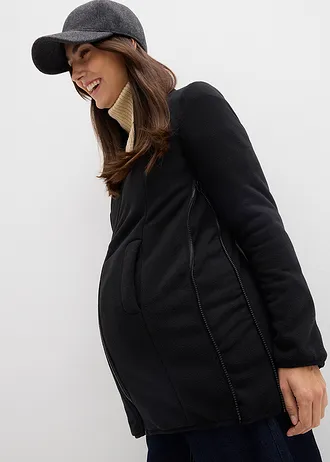 Geacă de gravide 6 în 1 impermeabilă, cu inserție portbebe și jachetă din fleece detașabilă • bej/negru • magazin bonprix