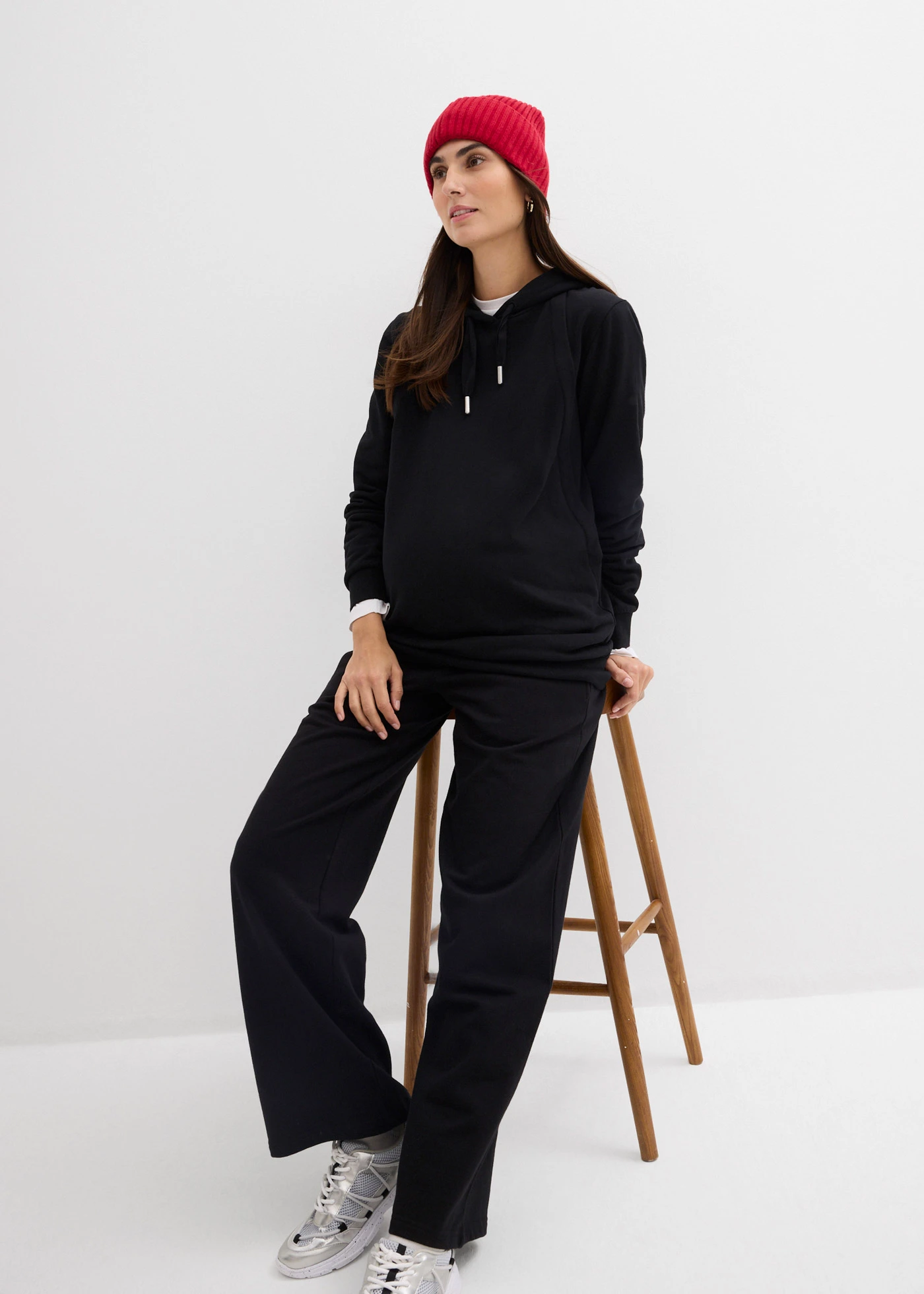 Bluză casual 2 în 1 pentru sarcină și alăptare, 100% din bumbac organic • negru • magazin bonprix