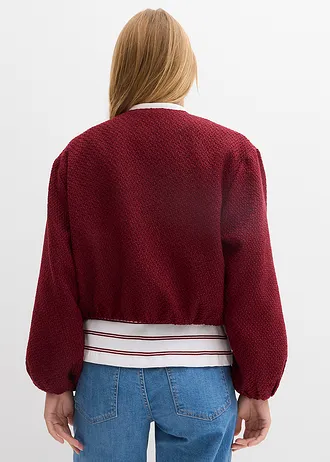 Bluzon din fir bouclé moale • roșu rubiniu • magazin bonprix