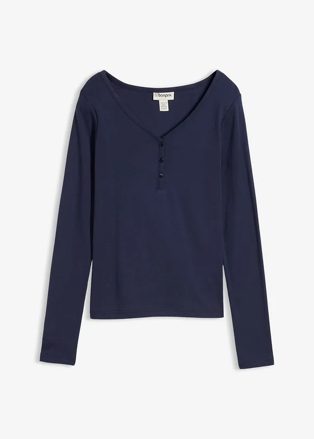 Longsleeve van puur biologisch katoen • donkerblauw • bonprix online shop