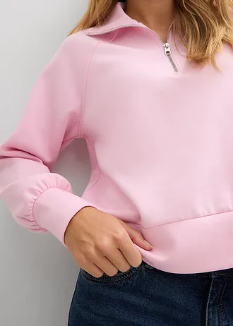 Bluză casual din material scuba moale • roz cristal • magazin bonprix