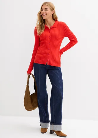 Gilet en maille côtelée, Couleur: fraise