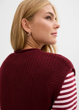 Kötött mellény zsebekkel • rubinvörös • bonprix áruház