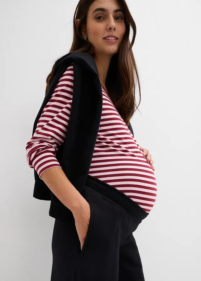 Pantalon de grossesse 2en1 à bande ventrale réglable, Couleur: noir
