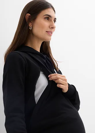Bluza ciążowa, 2 w 1, z czystej bawełny organicznej • czarny • sklep bonprix