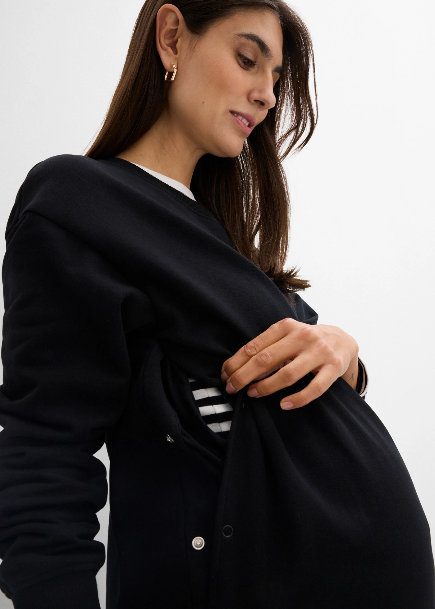Bluza ciążowa i do karmienia piersią 2 w 1, z czystej bawełny organicznej • czarny • sklep bonprix