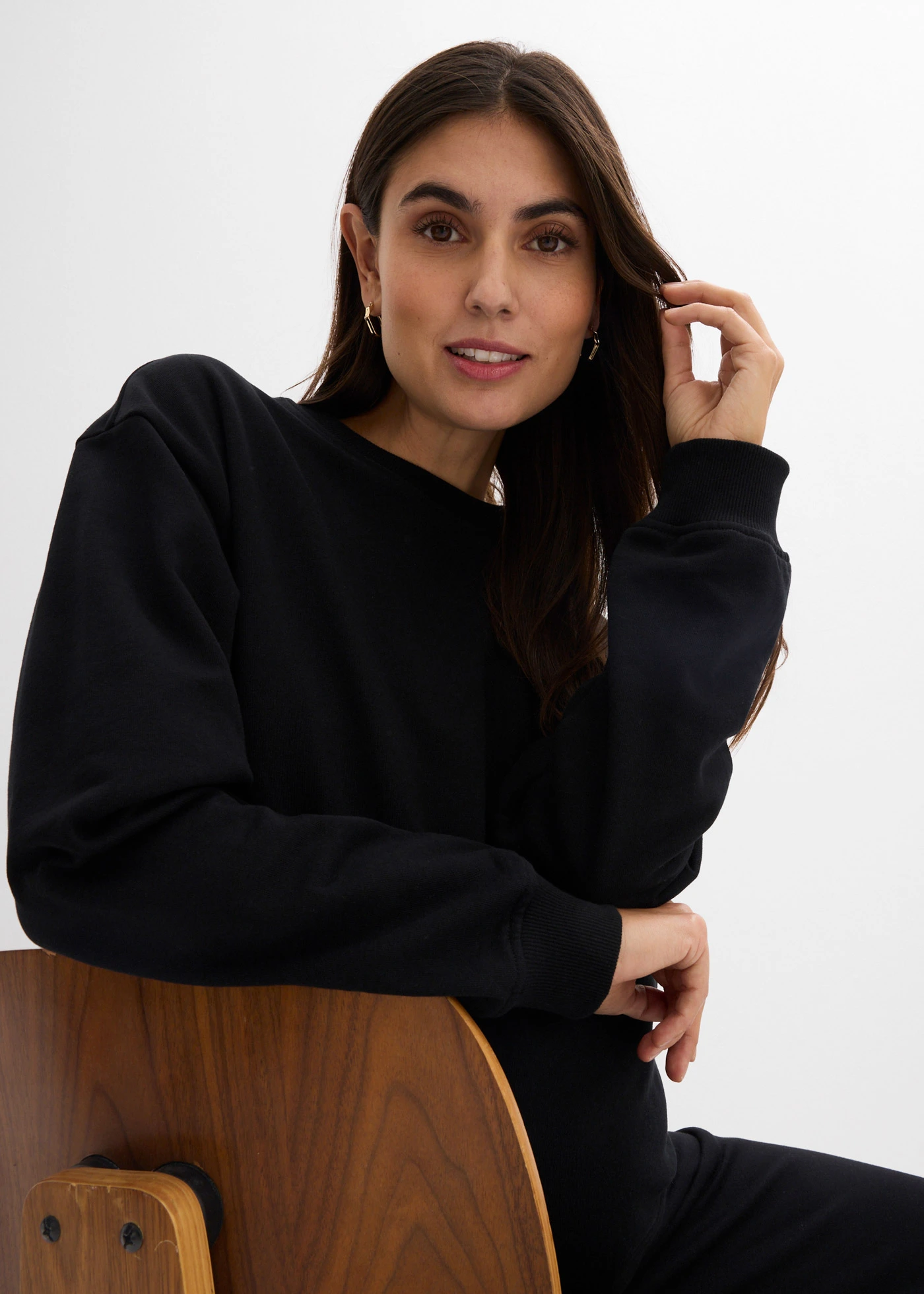 Sweat-shirt de grossesse et d’allaitement 100% coton • noir • Boutique bonprix