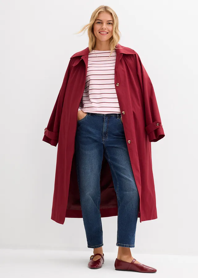 Jean mom taille haute, raccourci, Couleur: bleu foncé denim used