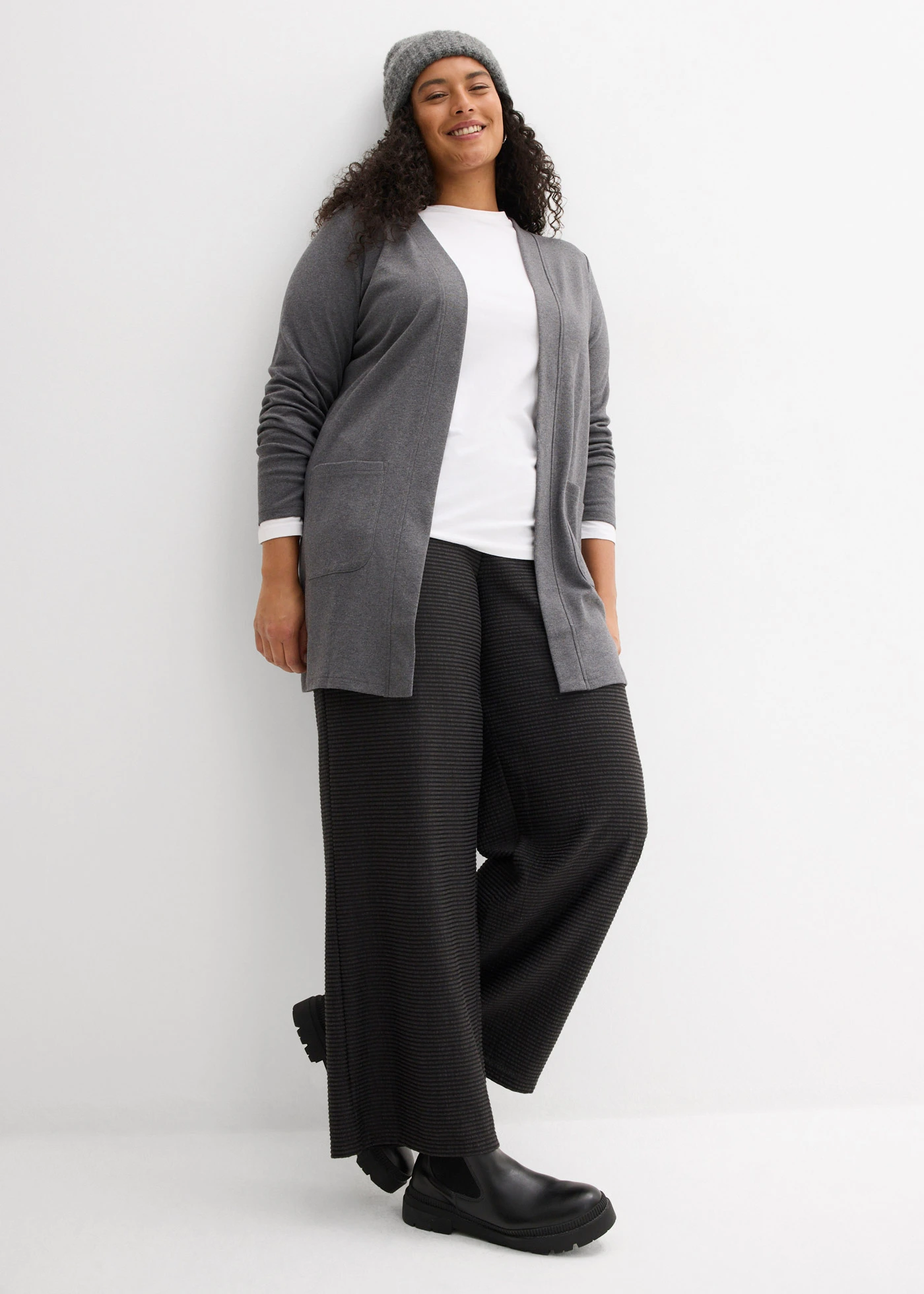 Úpletový sveter • sivá melírovaná plus size • obchod bonprix