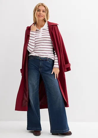 Polo côtelé, Couleur: blanc-rouge rubis rayé