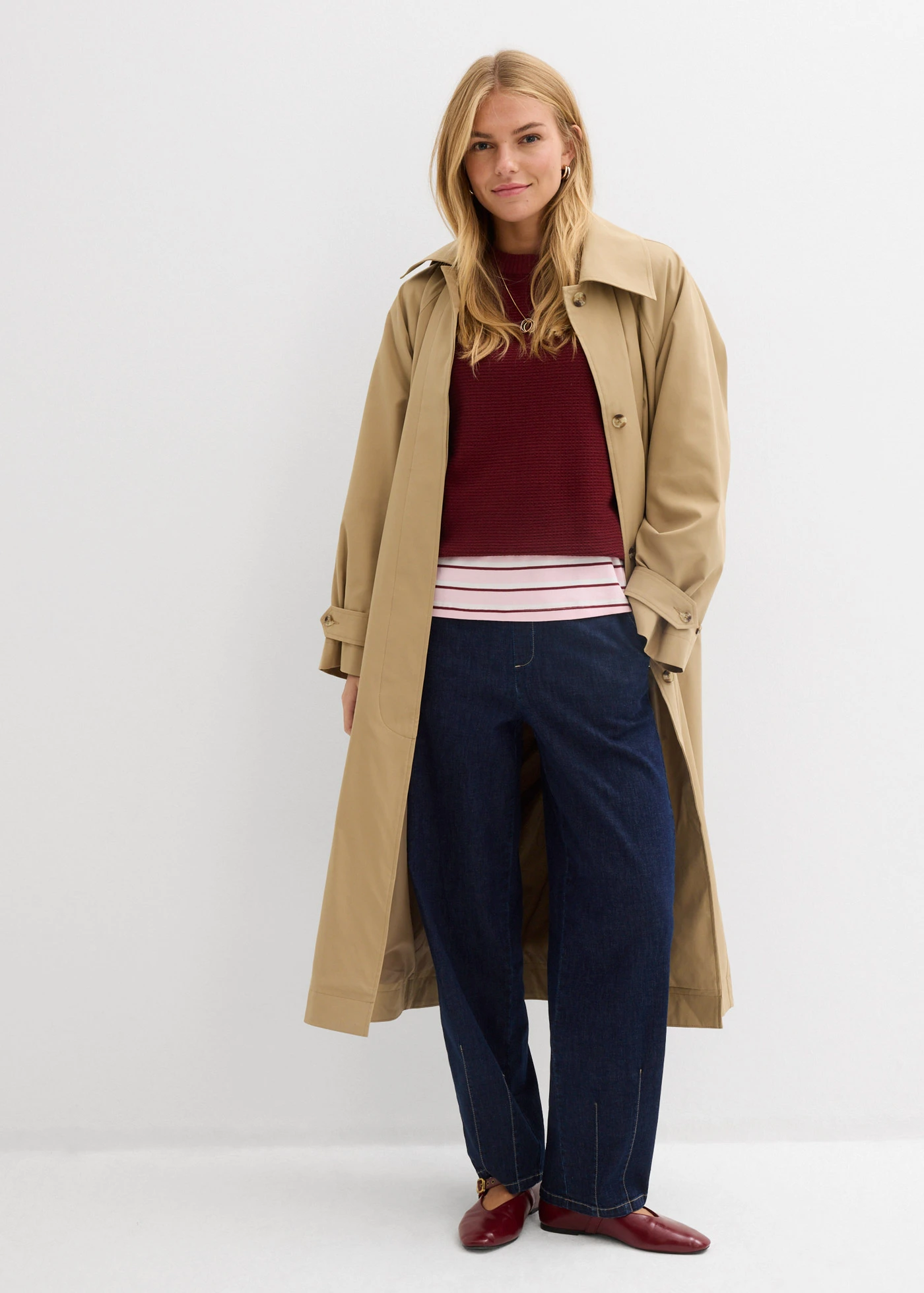 Trui met ronde hals en katoen • robijnrood • bonprix online shop