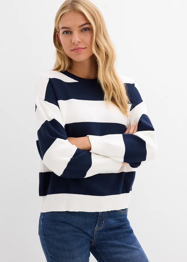 Pull oversize et doux • blanc cassé/bleu foncé rayé • product-page.page-title-suffix
