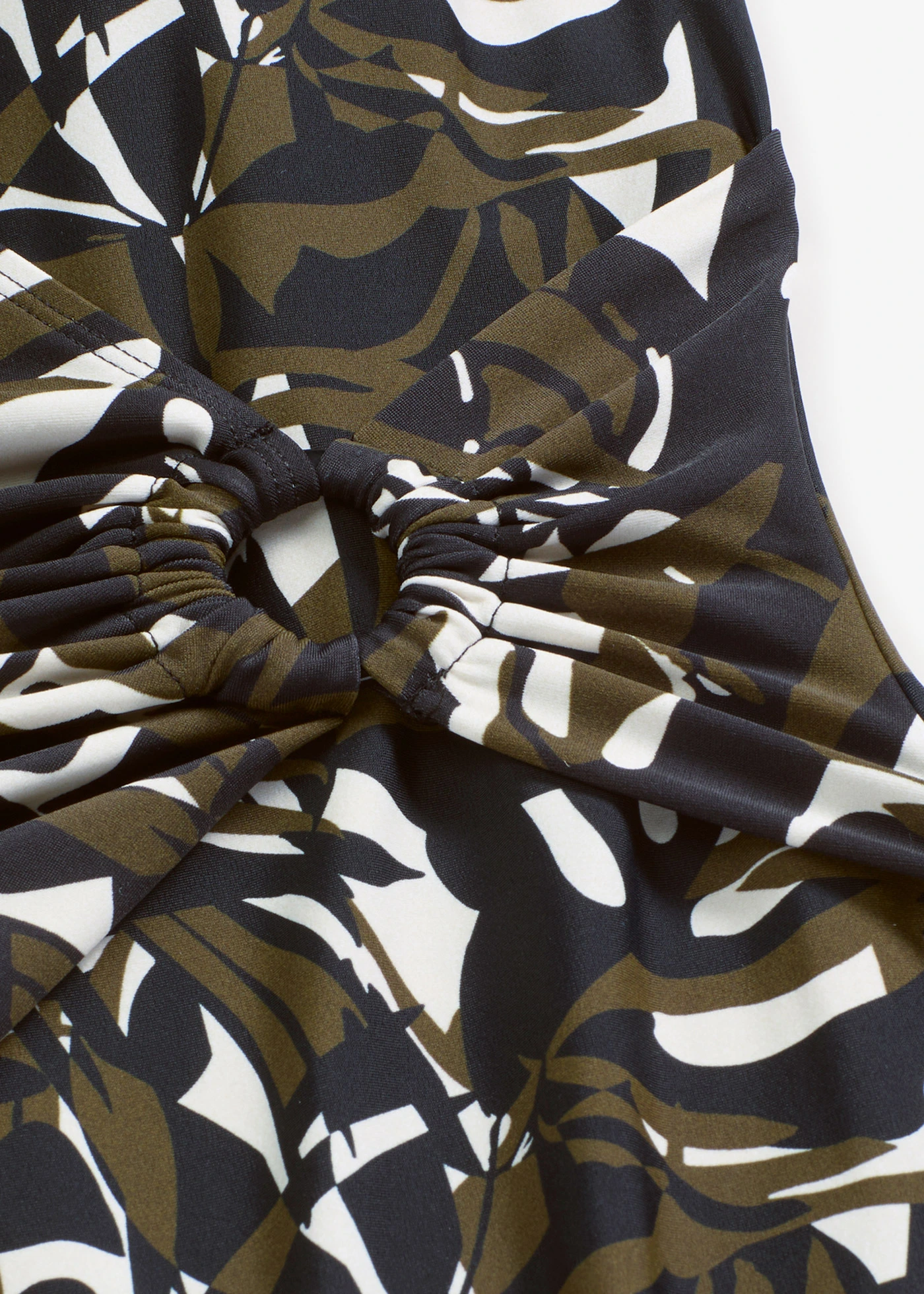 Maillot 1 pièce avec anneau • noir/olive foncé graphique • Boutique bonprix