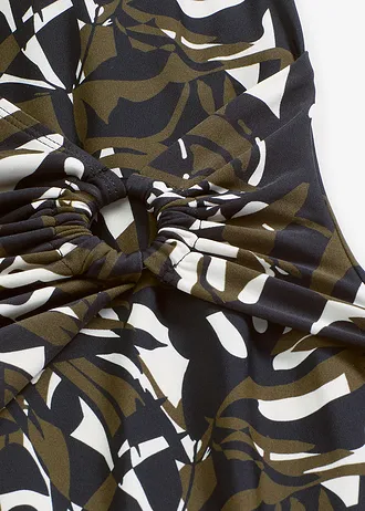 Maillot 1 pièce avec anneau • noir/olive foncé graphique • Boutique bonprix