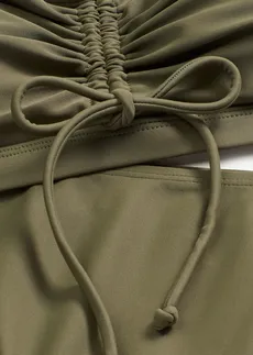 Bikini bustier (2 części) z troczkami • ciemnooliwkowy • sklep bonprix