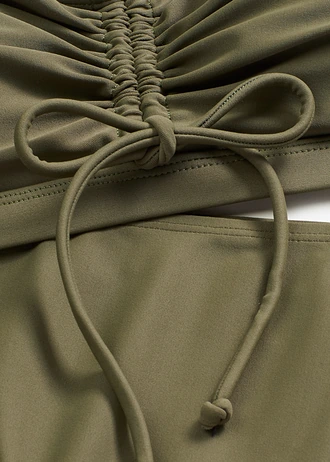 Bustier bikini (2-részes szett), megkötős pántokkal • sötét olivazöld • bonprix áruház