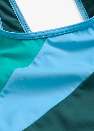 Costum de baie sport cu uscare rapidă, cu inserții contrastante • verde-petrol/verde-smarald/albastru • magazin bonprix