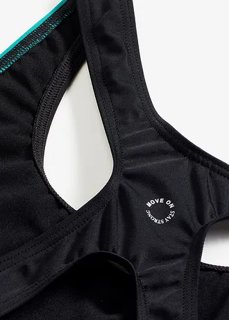 Costum de baie sport cu uscare rapidă, cu slip mai lung • negru/albastru-briliant • magazin bonprix