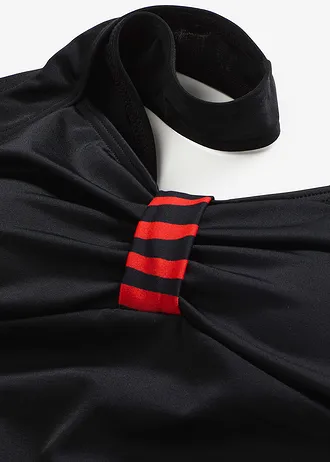 Sport fürdőruha szárral • fekete/eperpiros • bonprix áruház