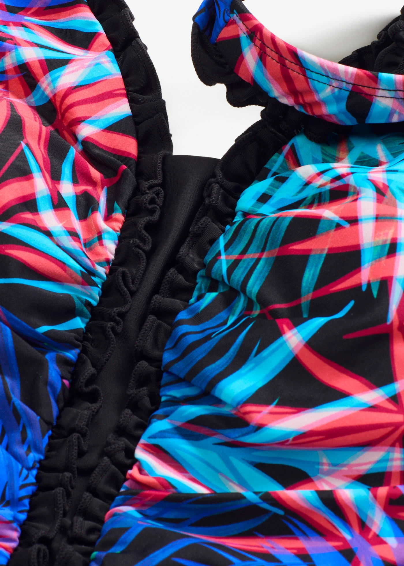 Maillot 1 pièce shorty • noir-bleu-rose vif floral • Boutique bonprix