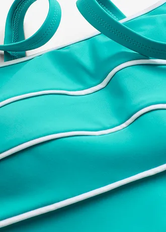 Lange tankini met siernaden (2-dlg. set) • smaragd-wit • bonprix online shop