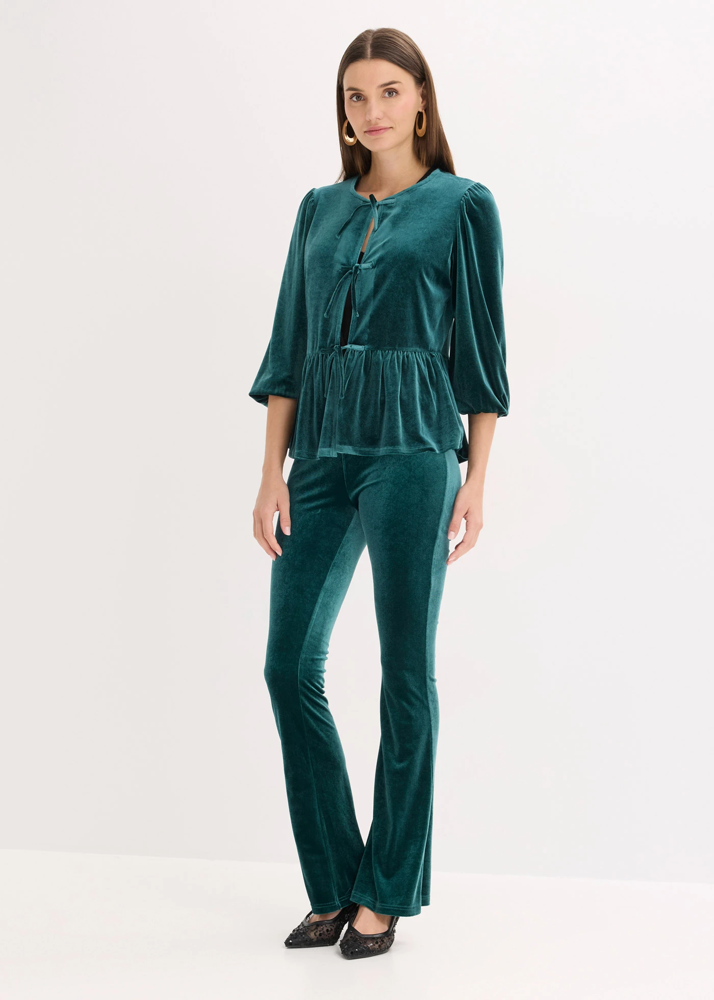 Legging van zacht fluweel • diepgroen • bonprix online shop