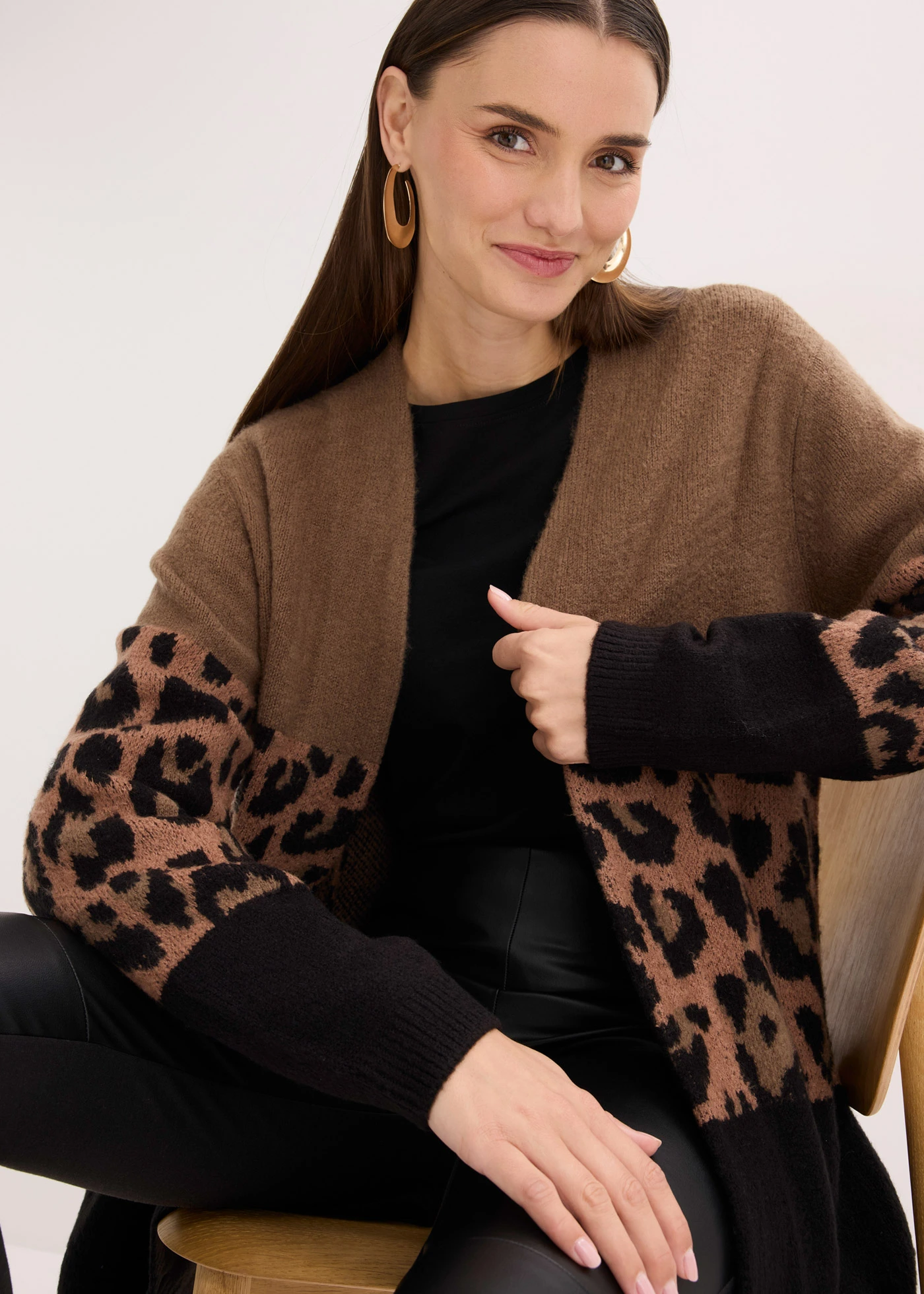 Lang vest • lichtbruin-zwart luipaardprint • bonprix online shop