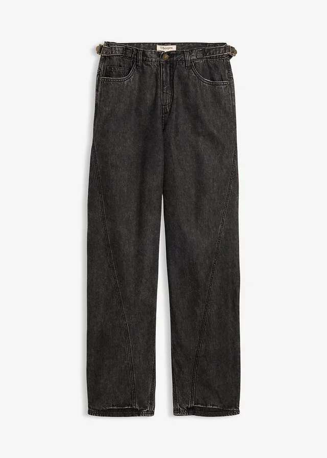 Balónové džínsy, stredná výška pásu • čierna denim used • obchod bonprix