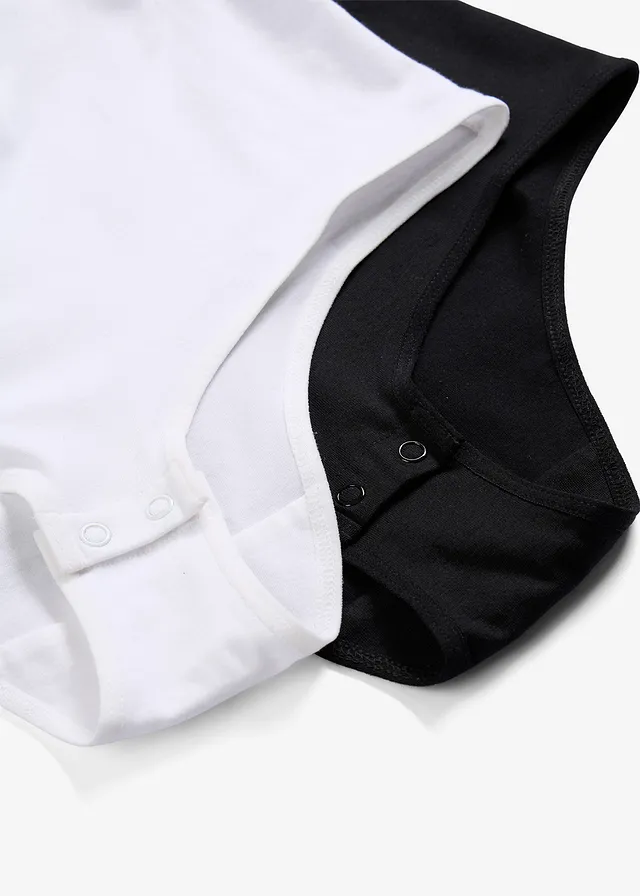 Body s mäkkou bavlnou (2 ks) • biela/cierna • obchod bonprix