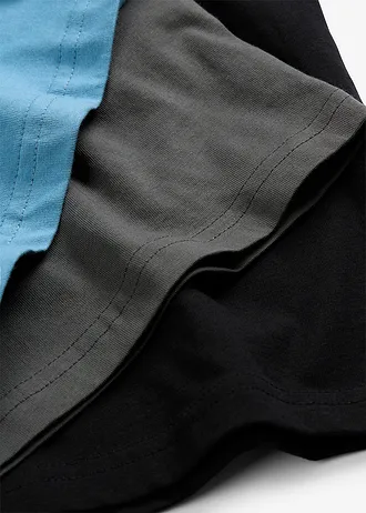 Lot de 3 T-shirts coton • bleu gris + noir + anthracite • Boutique bonprix