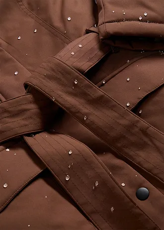 Vízlepergető rövid Outdoor kabát övvel, leopárdmintás béléssel • barna • bonprix áruház