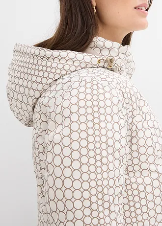 Lange outdoorjas, waterdicht • parelwit met print • bonprix online shop