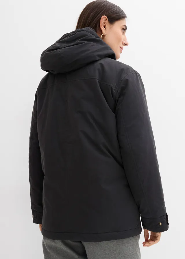 Warm gewatteerde parka, Kleur: zwart