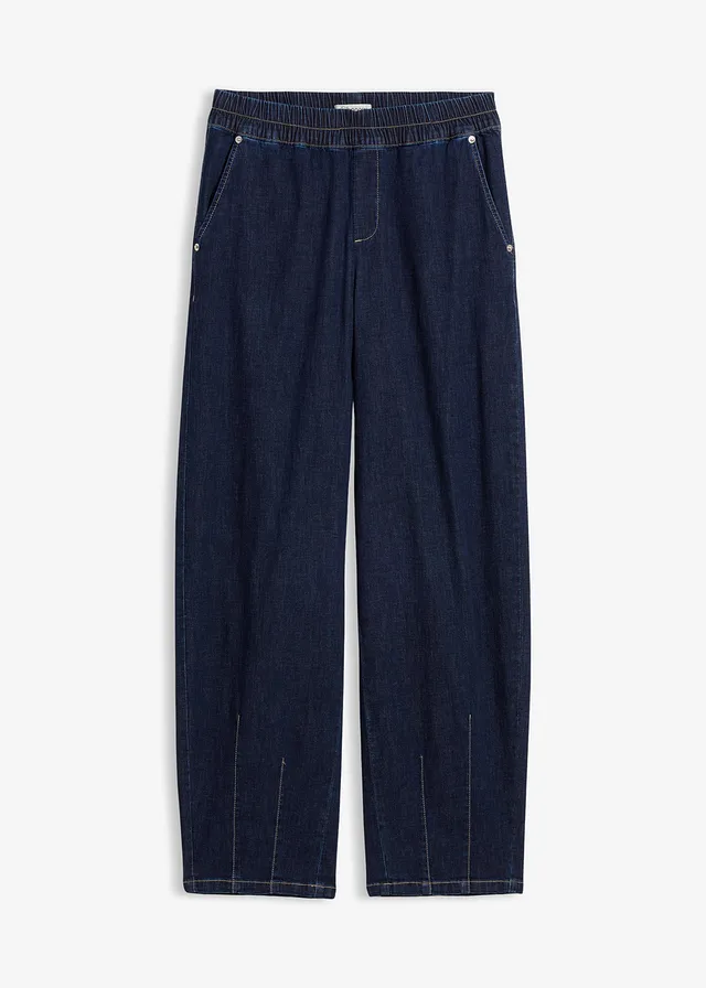 Jean barrel taille mi-haute élastiquée