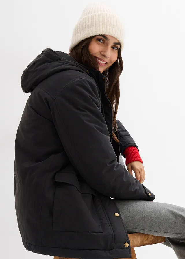 Teplo podšívaná bunda parka • čierna • obchod bonprix
