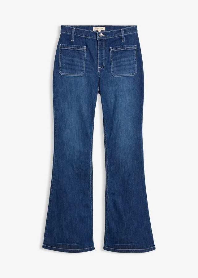 Flared stretch jeans, high waist, Kleur: blue stone used