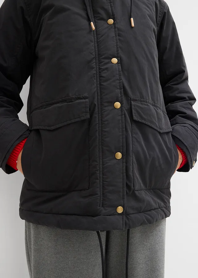 Teplo podšívaná bunda parka • čierna • obchod bonprix