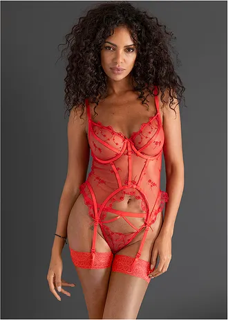 Guêpière et tanga (ens. 2 pces) • fraise • Boutique bonprix