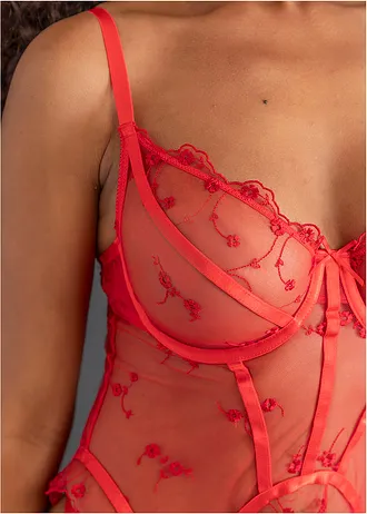 Bustier en tanga string (2-dlg. set) • aardbeirood • bonprix online shop