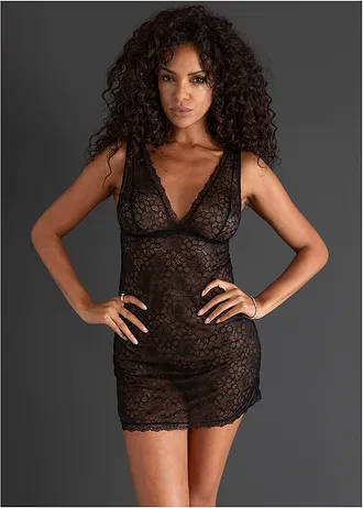 Slipdress, Kleur: zwart