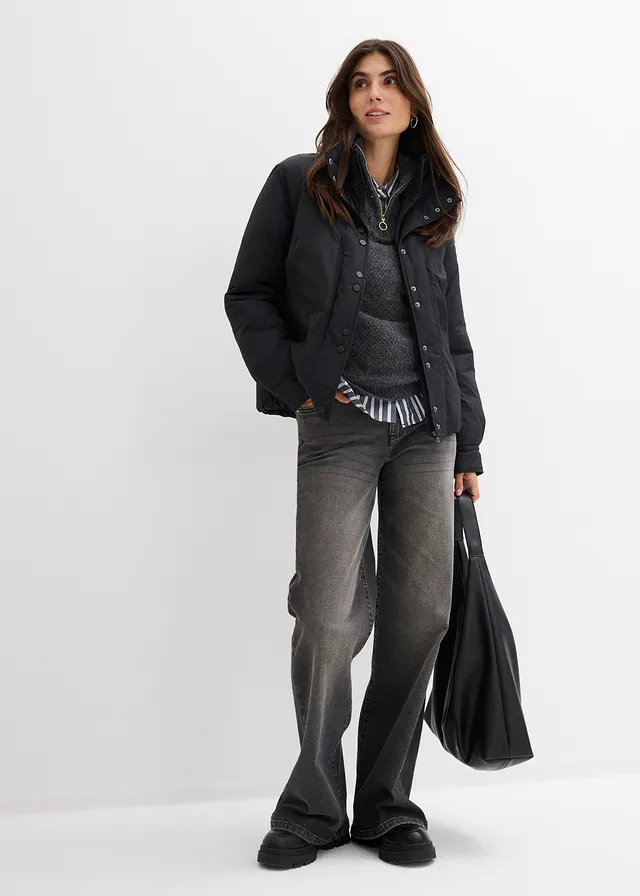 Veste déperlante, aspect 2en1, Couleur: noir