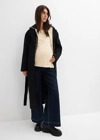 Lot de 2 T-shirts de grossesse et d’allaitement 100% coton, Couleur: sable clair+noir