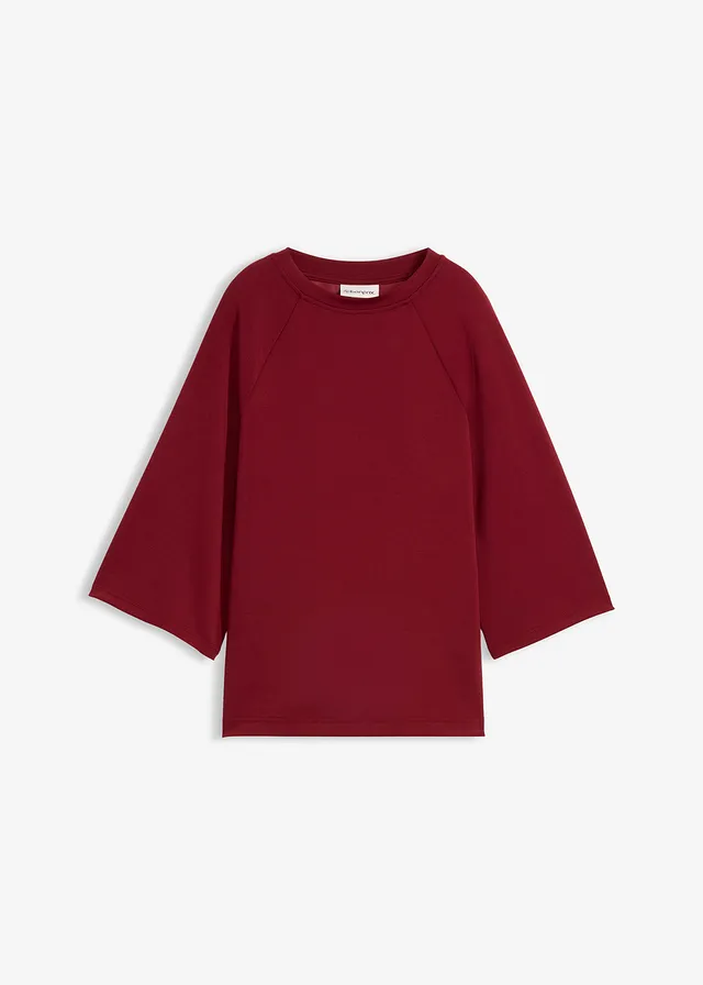 Bluză tricot boxy din material scuba, cu inserție elastică